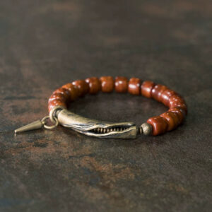 Tibetan Handmade Yak Bone Beaded Bracelet with Vintage Brass for Men and Women