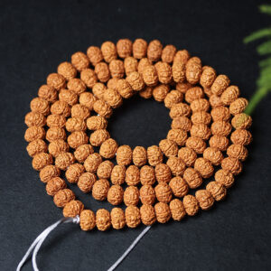 Tibetan Dragon Vein "Exploding"Texture Rudraksha 108 Mala Beads Bracelet